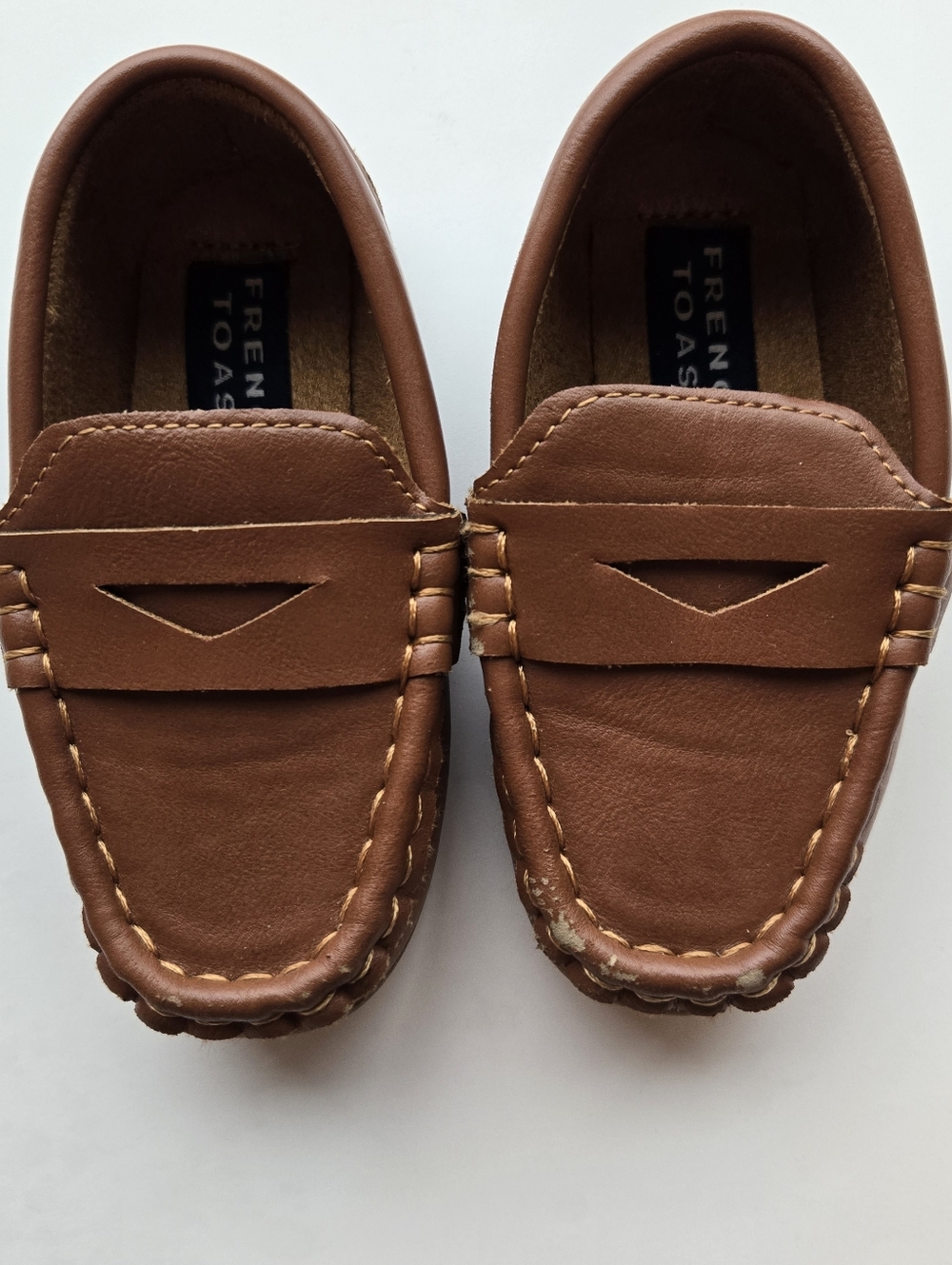 French Toast Tan Faux Leather Penny Loafers Toddler Sz 6